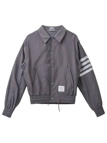 Solid swim tech diagonal blouson jacket medium gray aviation jumper - THOM BROWNE - BALAAN 1