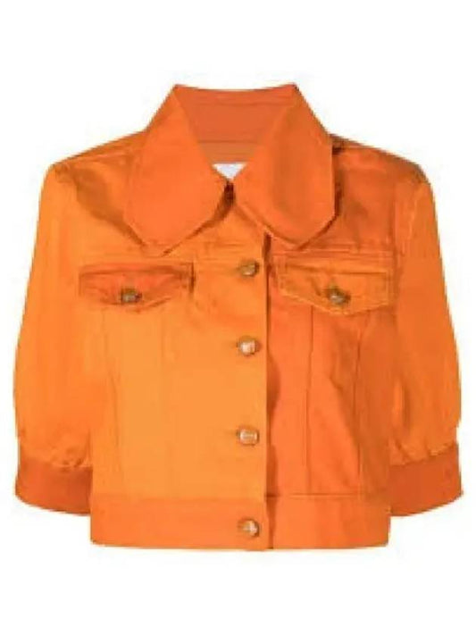 Women's Cotton Crop Denim Jacket Orange - GANNI - BALAAN 2