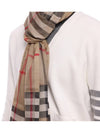 Check Wool Silk Scarf Beige - BURBERRY - BALAAN 6