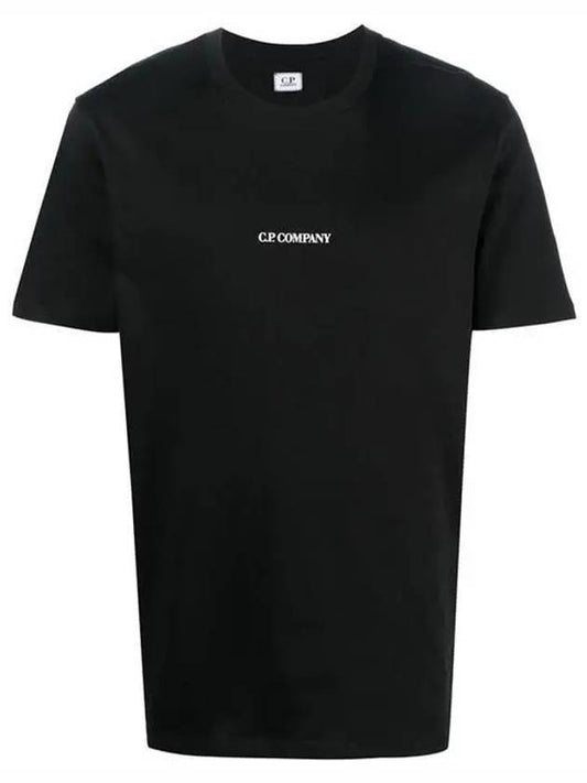 Small Logo Print Short Sleeve T-Shirt Black - CP COMPANY - BALAAN.