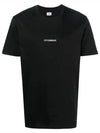 Small Logo Print Short Sleeve T-Shirt Black - CP COMPANY - BALAAN 1