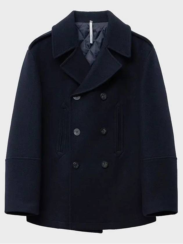 Heavy Wool Classic Half Jacket Navy - NOIRER - BALAAN 1