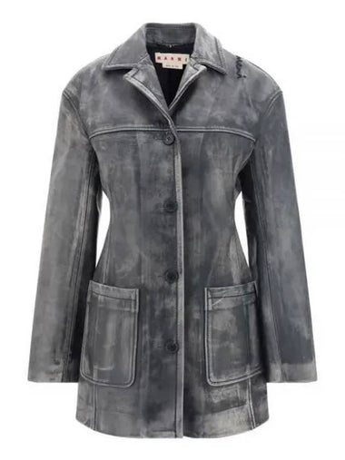 4 Button Leather Jacket Grey - MARNI - BALAAN 1