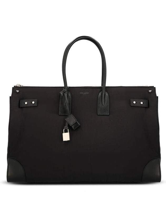 Sac De Jour 48H Nylon Leather Duffle Bag Black - SAINT LAURENT - BALAAN 2