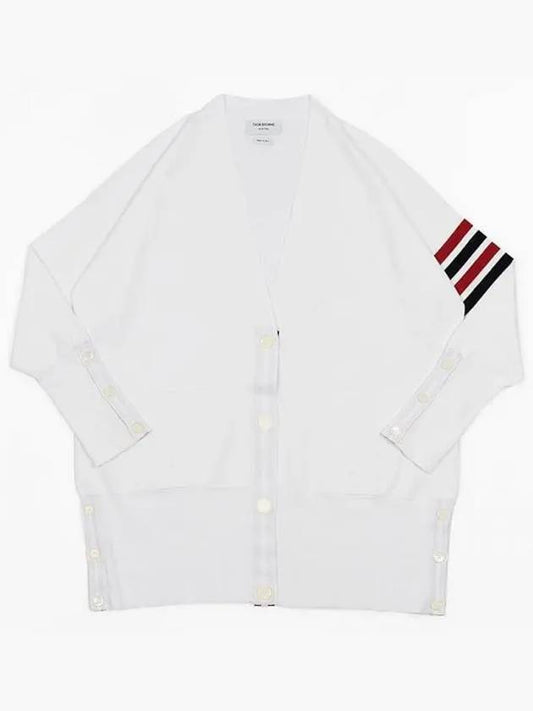 4 Bar Stripe Cardigan White - THOM BROWNE - BALAAN 2