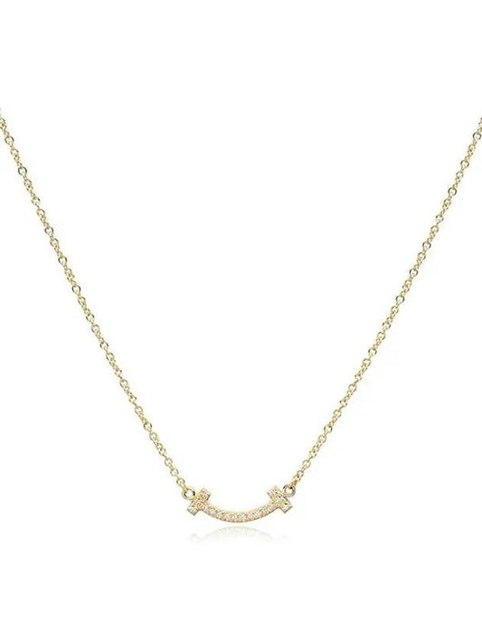 62617691 63843407 T Smile Pendant Diamond Mini 18K Gold Necklace - TIFFANY & CO. - BALAAN 1