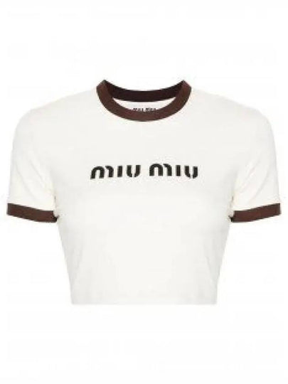 Logo Short Sleeve T-Shirt White - MIU MIU - BALAAN 2