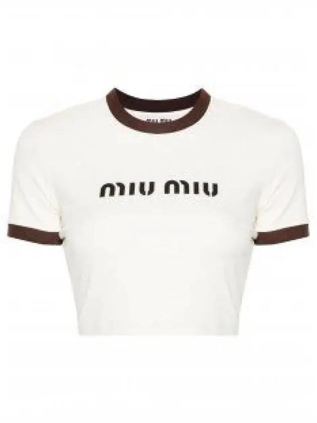 Logo Short Sleeve T-Shirt White - MIU MIU - BALAAN 2