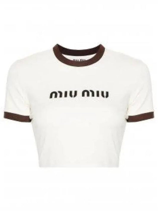 Logo Short Sleeve T-Shirt White - MIU MIU - BALAAN 2