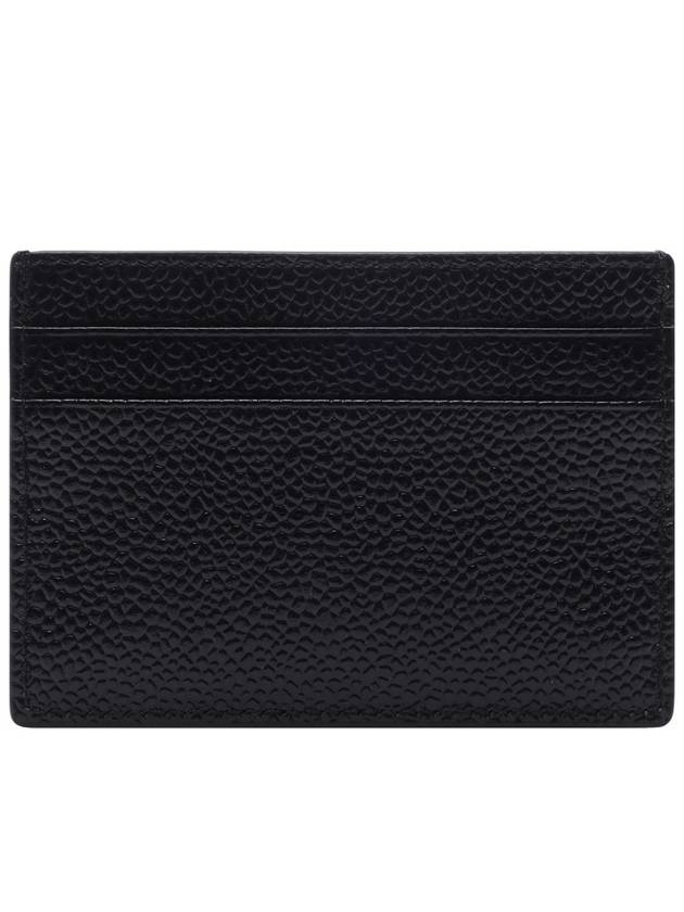 Stripe Note Compartment Pebble Grain Leather Card Wallet Black - THOM BROWNE - BALAAN 5