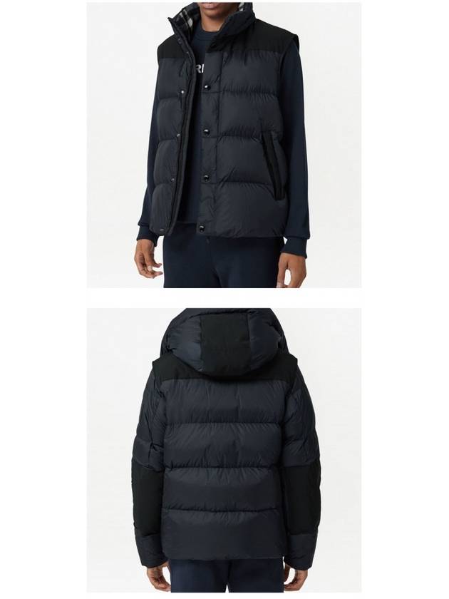 Detachable Sleeve Hooded Short Padding Navy - BURBERRY - BALAAN 6