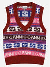 Logo Wool Mix Vest Red - GANNI - BALAAN 2