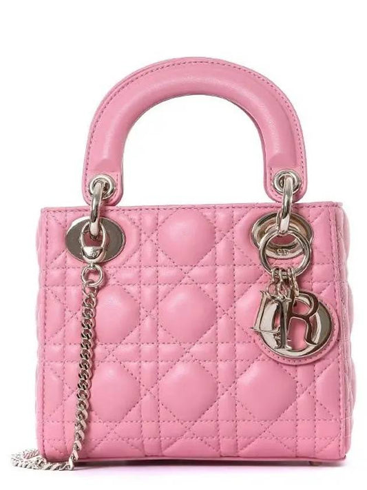 Lady Cannage Small Lambskin Tote Bag Light Pink - DIOR - BALAAN 2