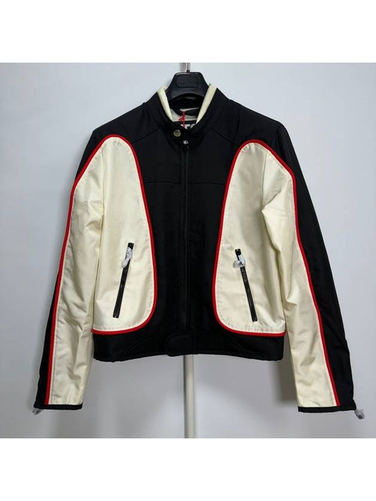 J-Blink Biker Jacket In Colour-Block Nylon Black White - DIESEL - BALAAN 2