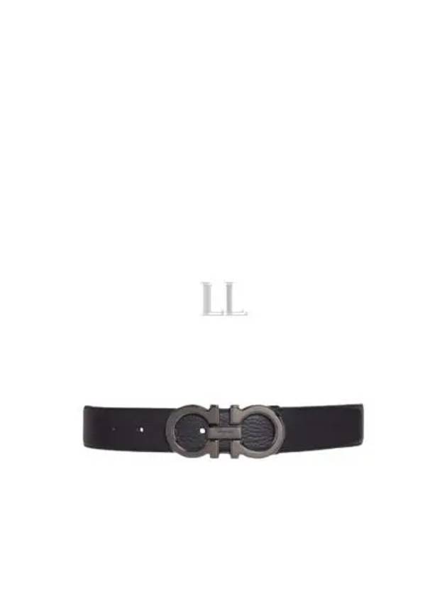 Reversible Gancini Leather Belt Navy - SALVATORE FERRAGAMO - BALAAN 2