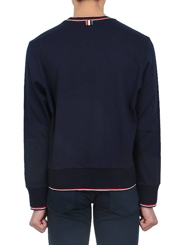 Logo Tab RWB Stripe Trimming Knit Top Navy - THOM BROWNE - BALAAN 5