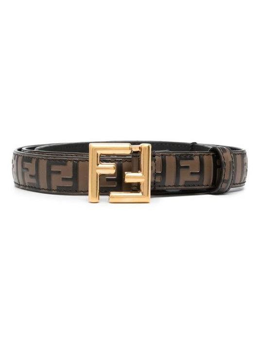 FF Square Stud Buckle Leather Belt Brown - FENDI - BALAAN 2