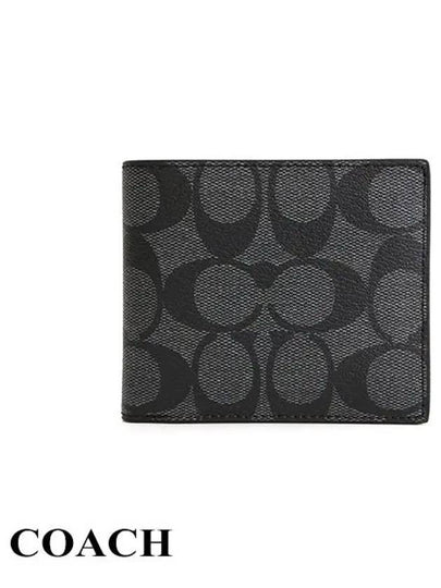 ID Signature Canvas Billfold Half Wallet Black - COACH - BALAAN 2