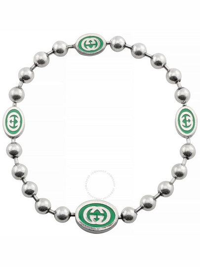 Women's Interlocking G Enamel Bracelet Silver Green - GUCCI - BALAAN 2