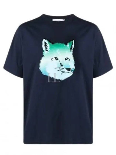 Vibrant Fox Head Easy Short Sleeve T-Shirt Navy - MAISON KITSUNE - BALAAN 2