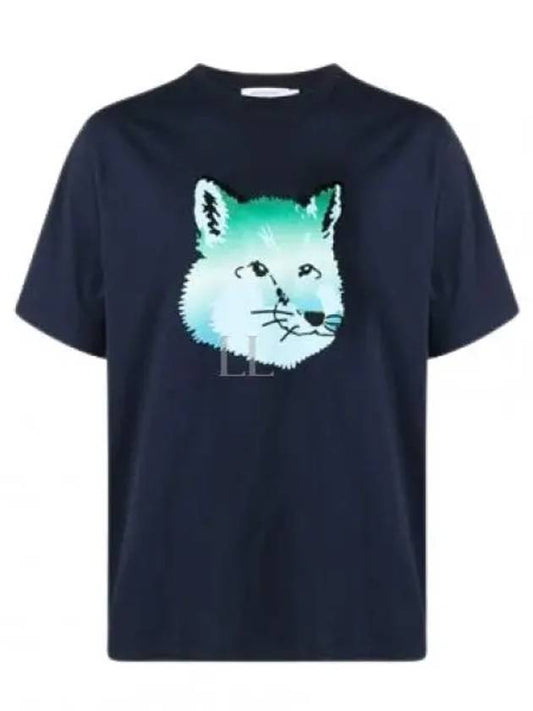 Vibrant Fox Head Easy Short Sleeve T-Shirt Navy - MAISON KITSUNE - BALAAN 2