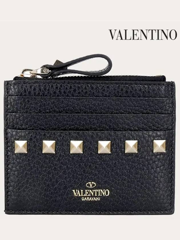 Rockstud Card Wallet Black - VALENTINO - BALAAN 3