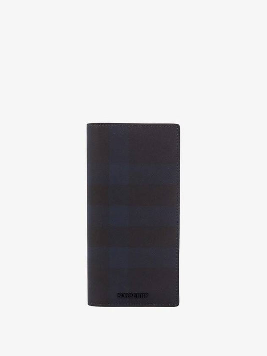 Coated Canvas Check Motif Long Wallet Navy - BURBERRY - BALAAN 1