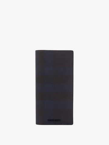 Coated Canvas Check Motif Long Wallet Navy - BURBERRY - BALAAN 1