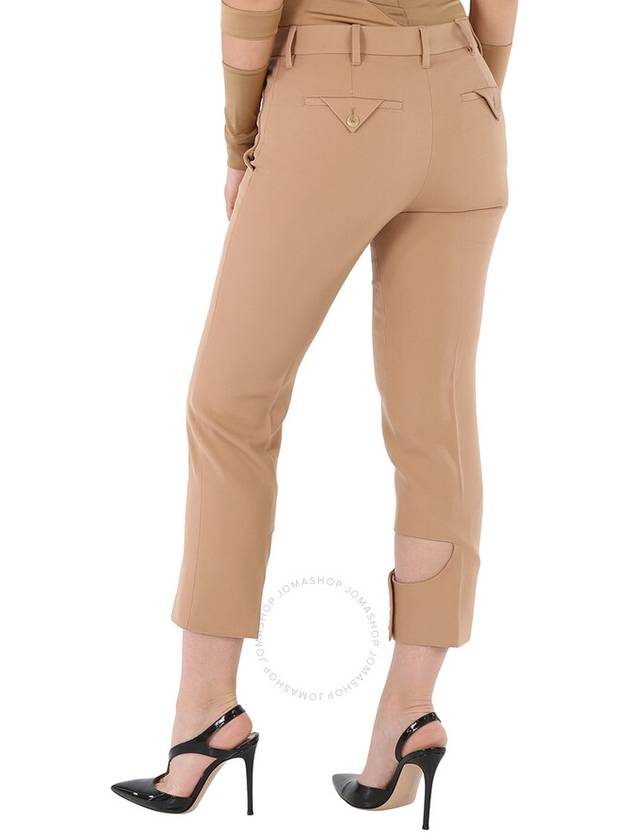 Burberry Ladies Dark Biscuit Cut-Out Detail Tailored Trousers, Brand Size 4 (US Size 2) - BURBERRY - BALAAN 3