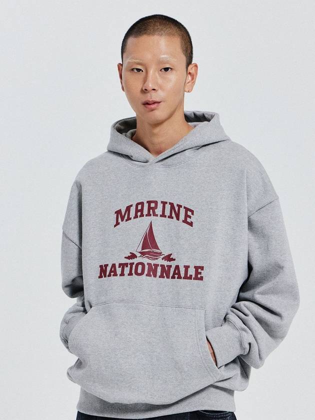 V Heavy Hood Sweat Marine Hoodie Melange Grey - DE GRAND MATIN - BALAAN 2