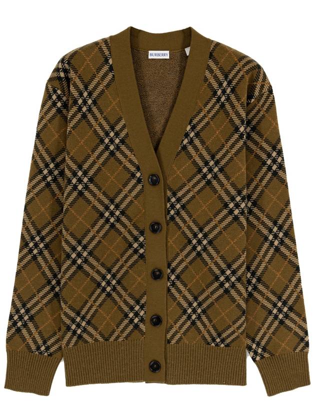 Check Wool Mohair Blend Cardigan Brown - BURBERRY - BALAAN 2