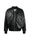 Number Embroidered Faux Leather Bomber Jacket Black - MAISON MARGIELA - BALAAN 1