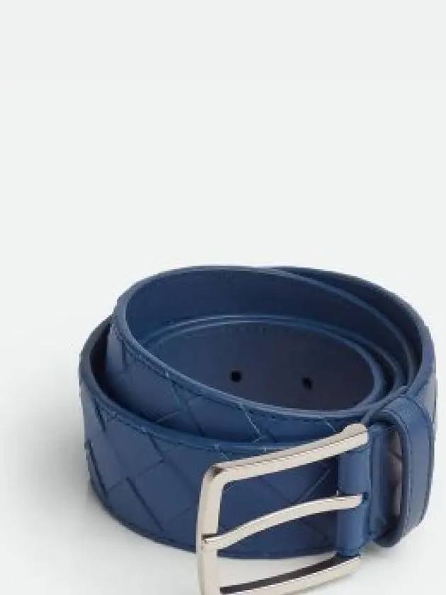 Intrecciato Leather Belt Blue - BOTTEGA VENETA - BALAAN 2