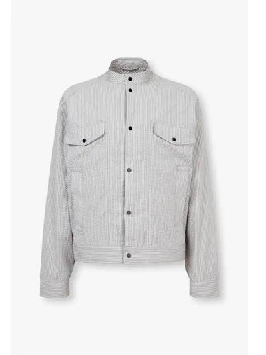 Men s Striped Seersucker Jacket Gray - EMPORIO ARMANI - BALAAN 1