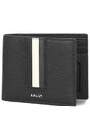 Ribbon Bifold Grain Leather Half Wallet White Black - BALLY - BALAAN 1