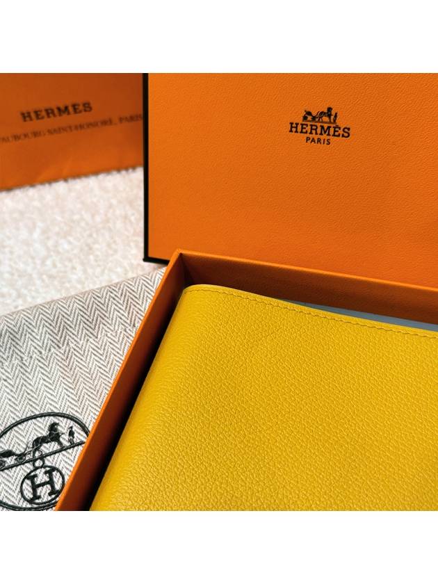 Half wallet, card wallet, silk lining, yellow - HERMES - BALAAN 10