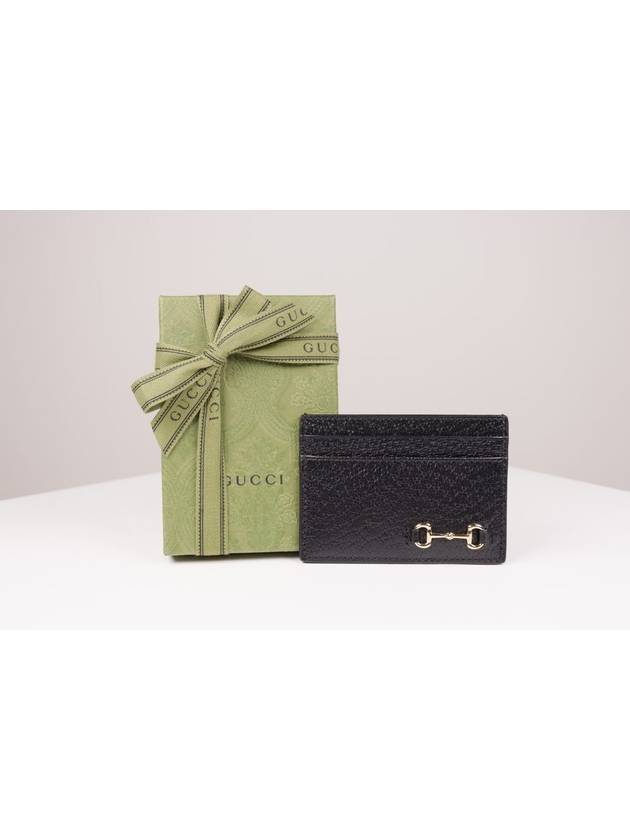 Horsebit Leather Card Wallet Black - GUCCI - BALAAN 3