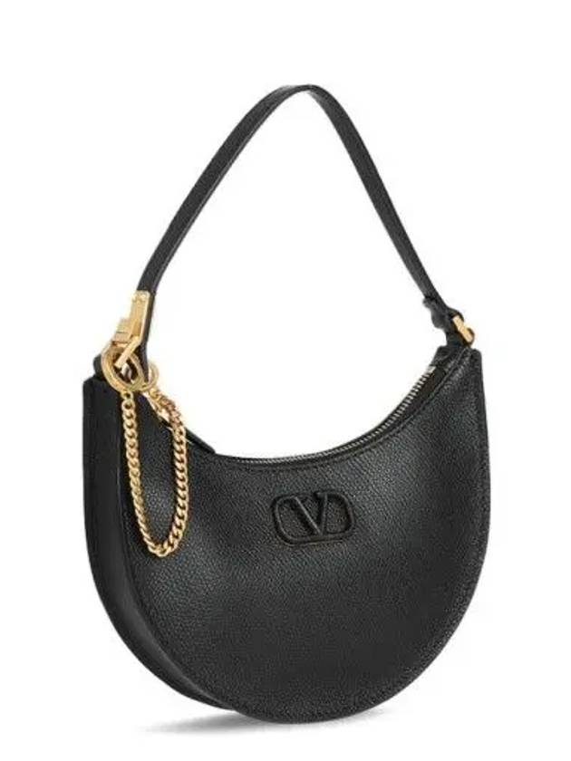 V Logo Chain Hobo Shoulder Bag Black - VALENTINO - BALAAN 2