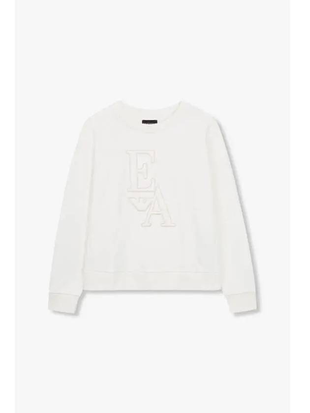 Women s Embossed Logo Crew Neck Sweatshirt White - EMPORIO ARMANI - BALAAN 1