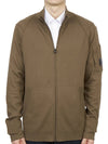 Men's Lens Wappen Zip-Up Cardigan Brown - CP COMPANY - BALAAN 3