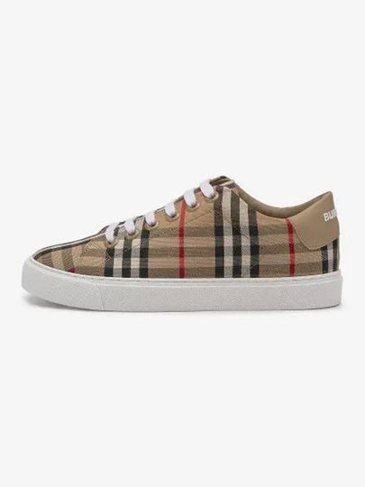 Vintage Check and Leather Sneakers Archive Beige - BURBERRY - BALAAN 2