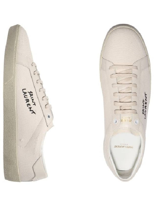 Court Classic SL/06 Embroidered Sneakers In Canvas And Leather Cream - SAINT LAURENT - BALAAN 2