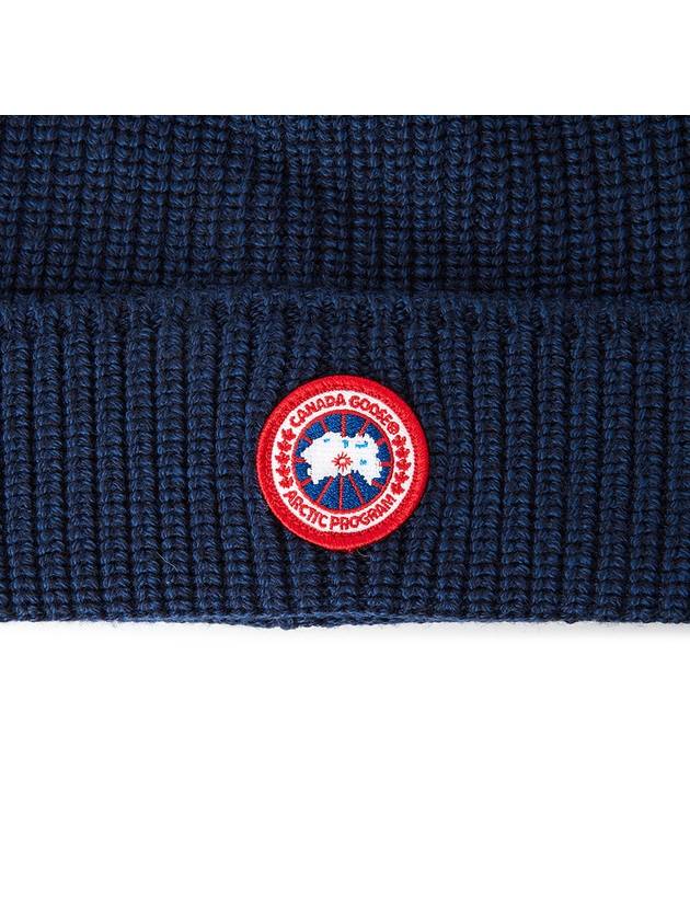 Logo Arctic Disc Rib Beanie Navy Heather - CANADA GOOSE - BALAAN 5