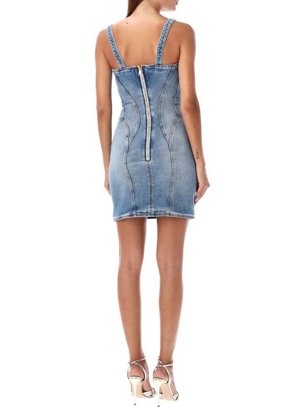 Balmain Mini Denim Dress Bustier - BALMAIN - BALAAN 2