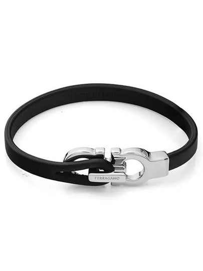 Gancini Leather Bracelet Black Silver - SALVATORE FERRAGAMO - BALAAN 2