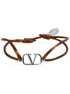 Silver V Logo Signature Bracelet Brown - VALENTINO - BALAAN 6