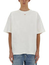 Embroidered D Patch Short Sleeve T-Shirt White - DIESEL - BALAAN 1