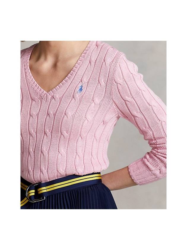 Polo Cable Knit Cotton Women's VNeck Sweater - POLO RALPH LAUREN - BALAAN 10