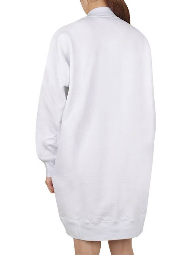 Milano Brushed Logo Print Long Sleeve Short Dress White - MSGM - BALAAN 5