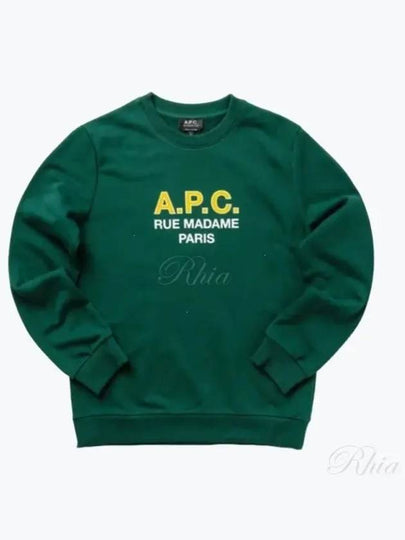 Logo Print Cotton Sweatshirt Green - A.P.C. - BALAAN 2